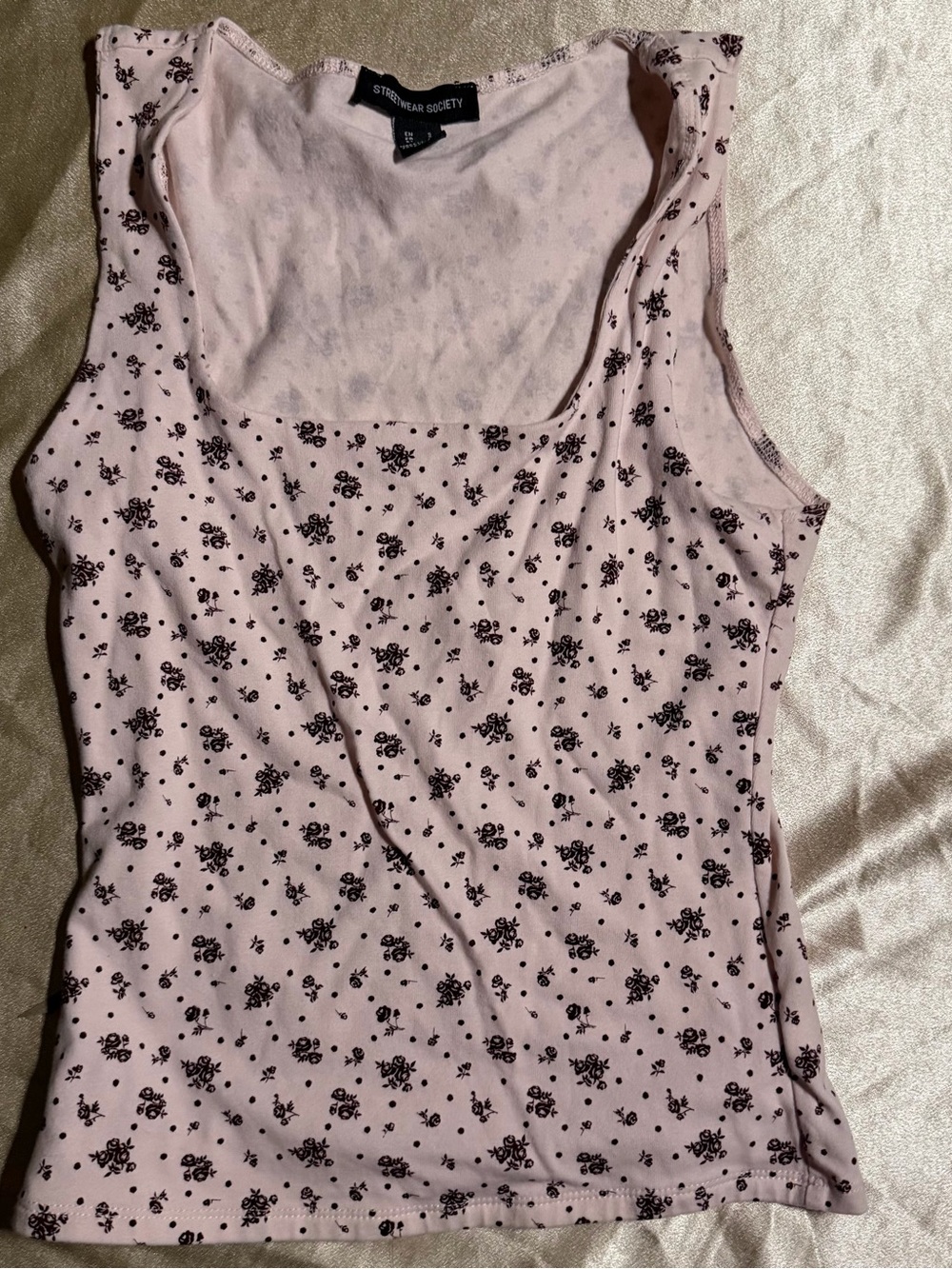 Streetwear Society Pink Floral Ditsy Spot Square Neck Tank Top Size S